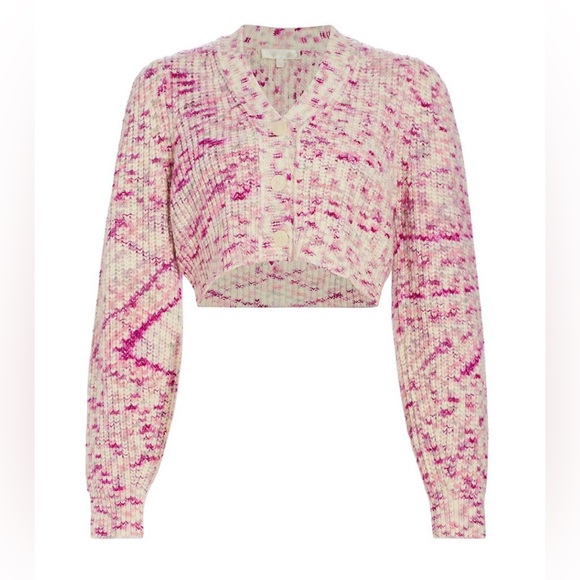 LoveShackFancy - Avignon Hand Painted Crop Cardigan | Berry Medley M - Picture 6 of 7